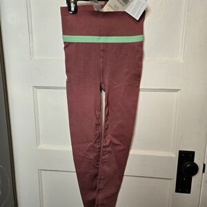 Fabletics Maroon Leggings with Mint Accent